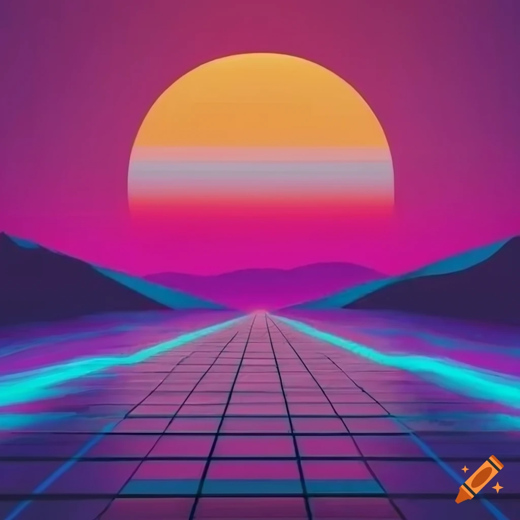 retrowave-inspired desert sunset artwork