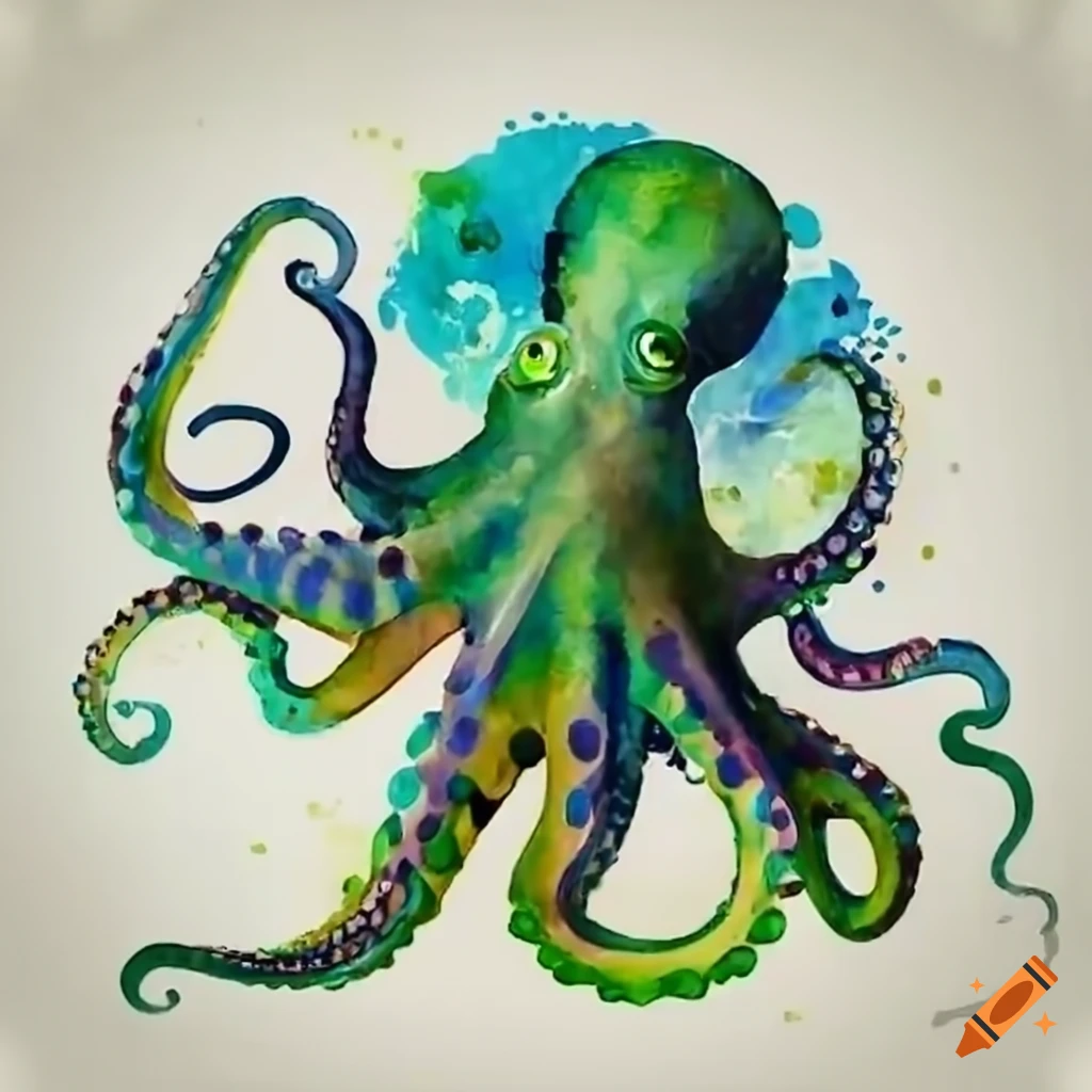 illustration of a green octopus holding a scuba tank and sailing flags