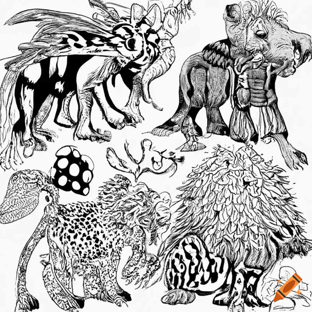 artwork of a mythical creature with animal bodyparts