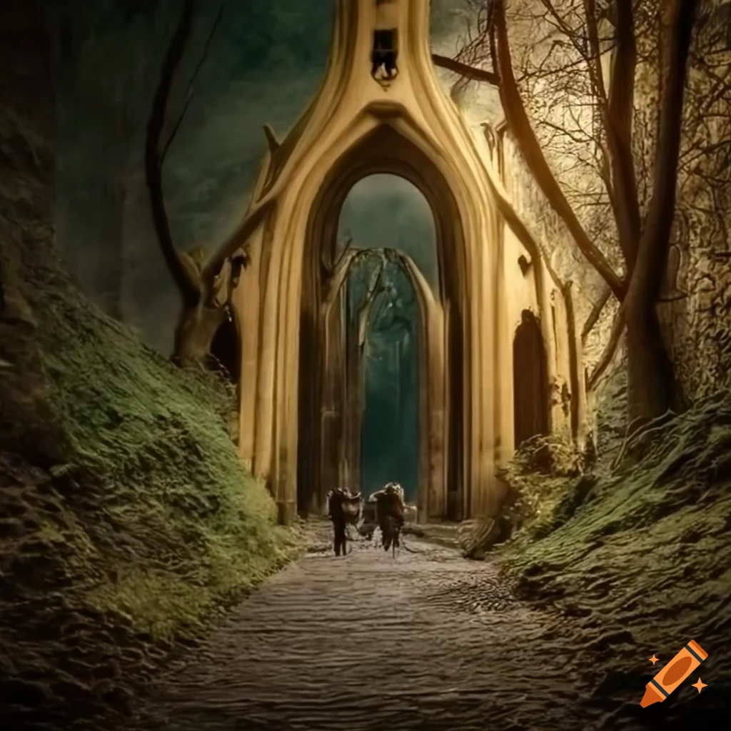 photorealistic depiction of Rivendell from Lord of the Rings