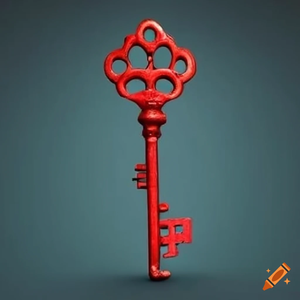 vibrant red antique key