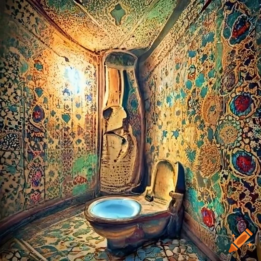 photograph of a dimly lit, eerie bathroom in Iran