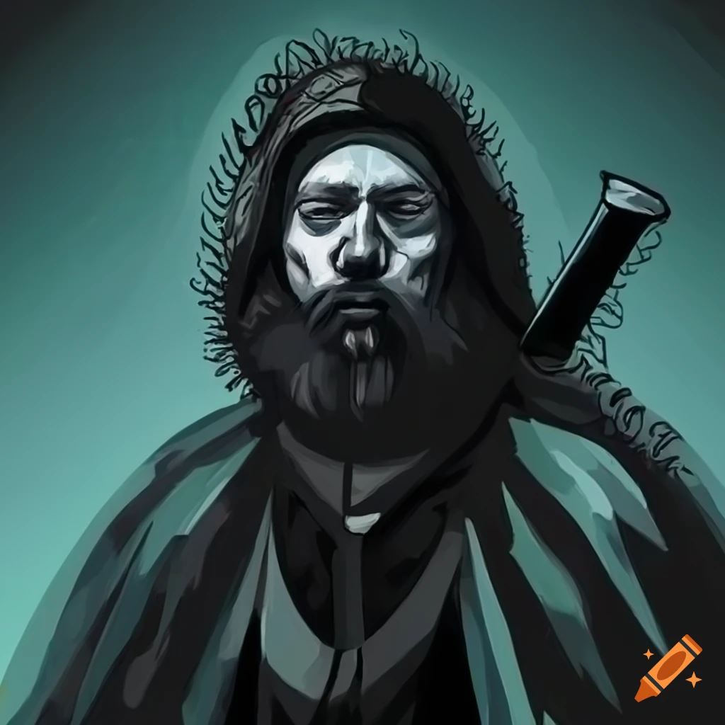 biker cleric character illustration