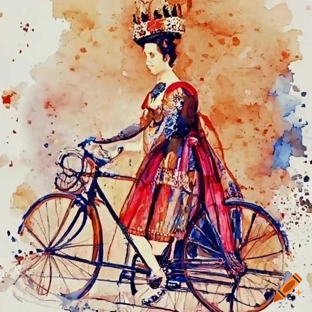 Spanish queen Isabel la Catolica riding a bike in Valladolid