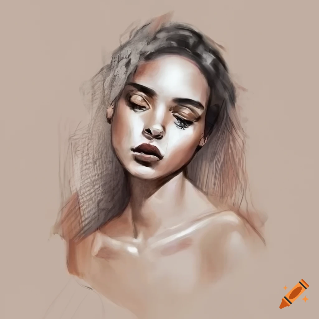 neutral-toned digital print of a woman