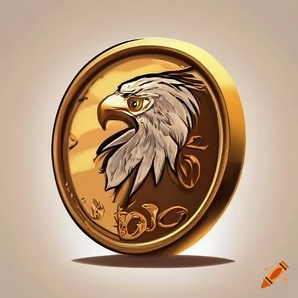 illustration of an eagle profile on a coin