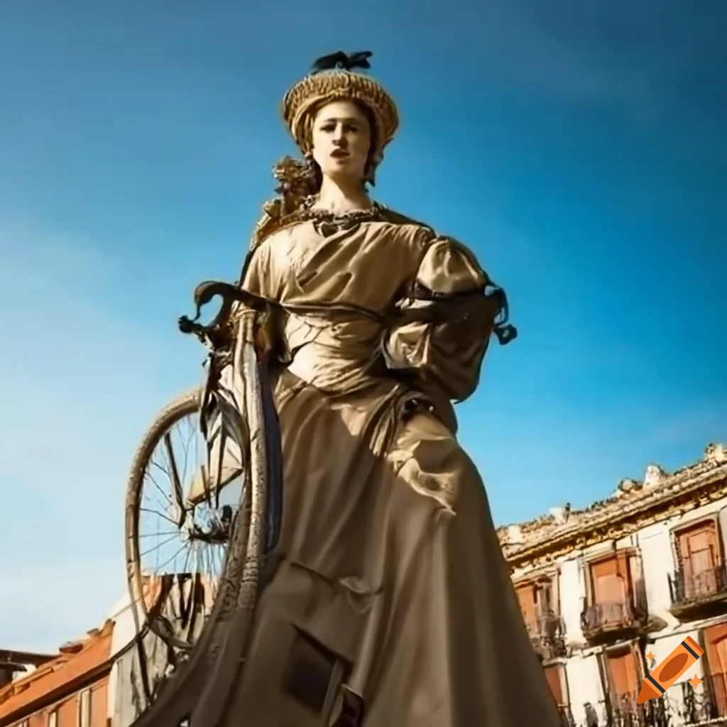 Queen Isabel la Católica riding a bike in Valladolid