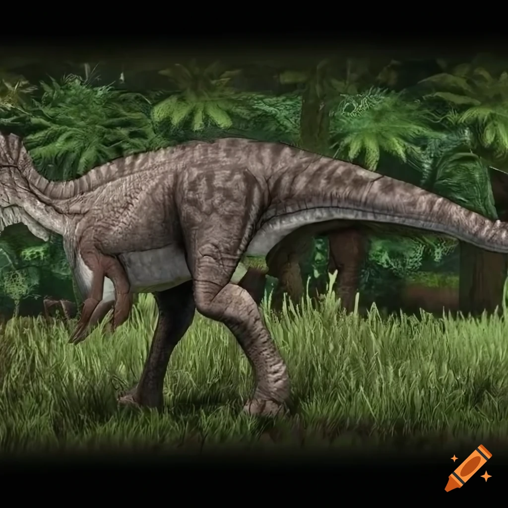 scientific illustration of a Hadrosaurus with intricate color pattern and textured skin
