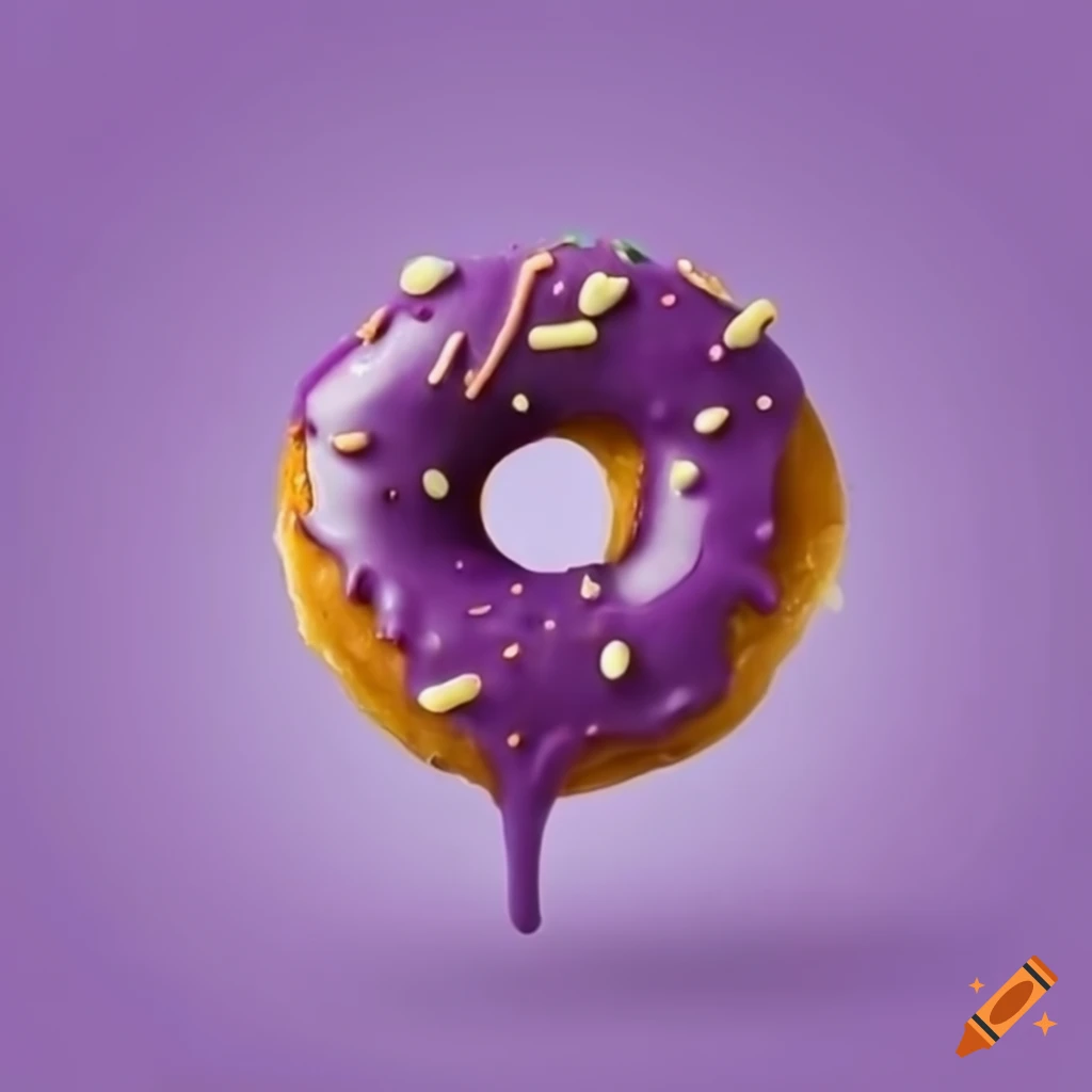 purple donut with sprinkles and a bite taken out