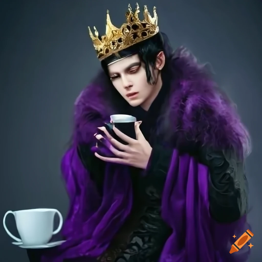 fantasy king drinking tea in the winter palace