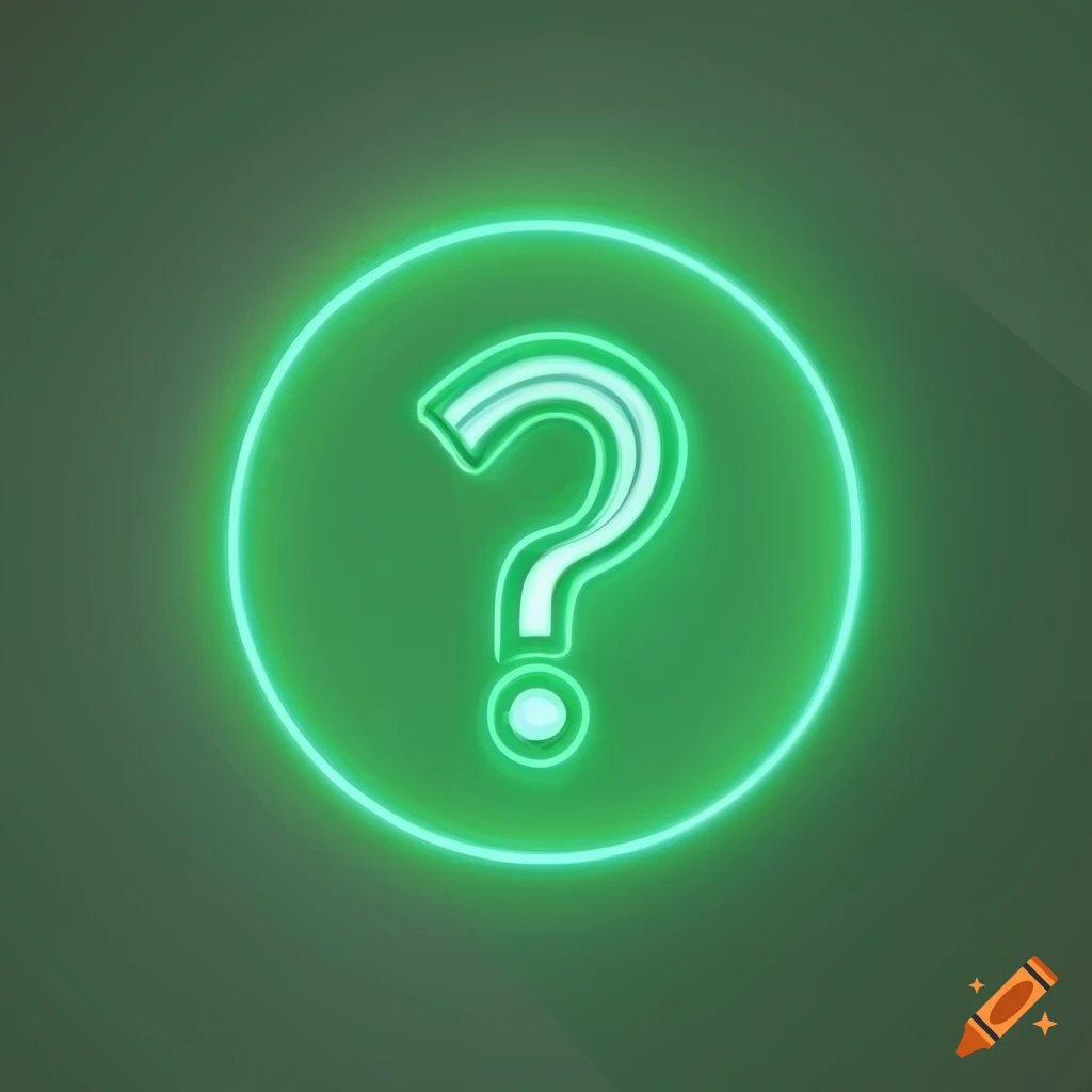 green neon question mark icon in a circle