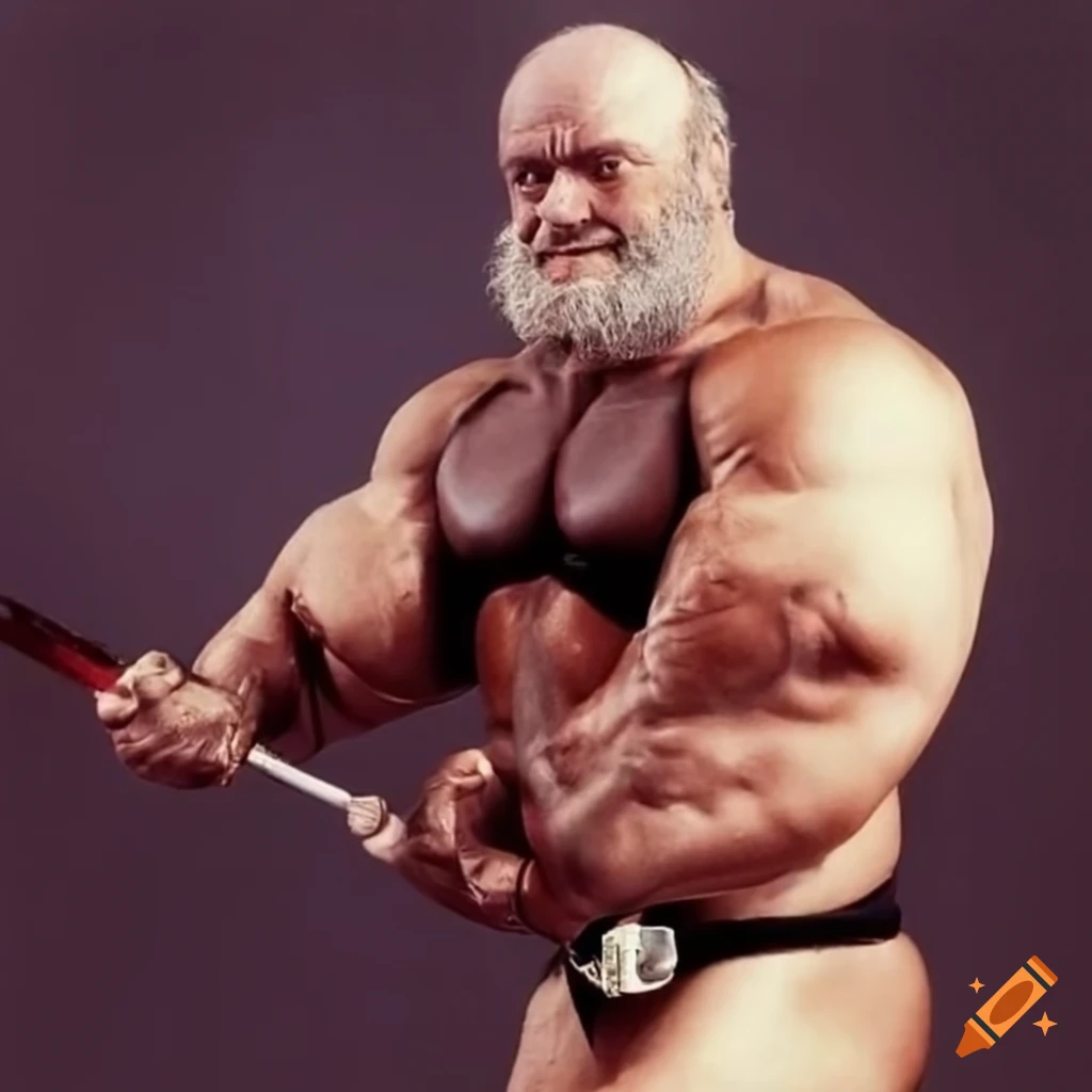 vintage photo of a strong bodybuilder
