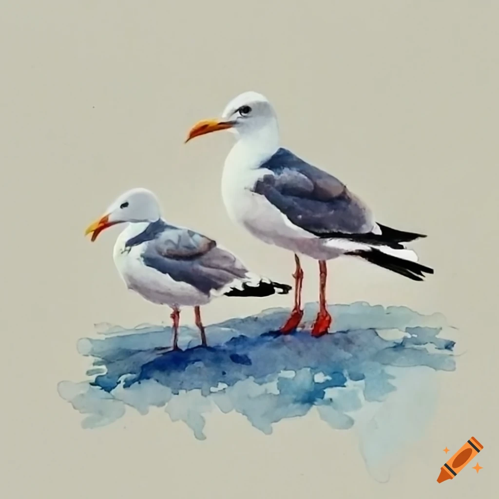 photo of two seagulls and a crab