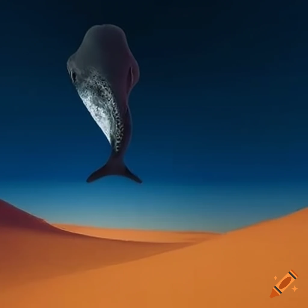 whale jumping out of the sand desert