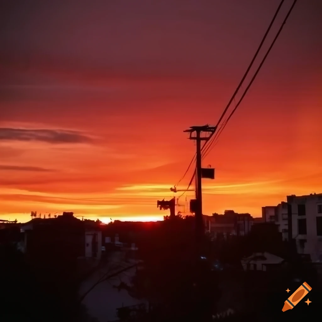 sunset over a nostalgic neighborhood