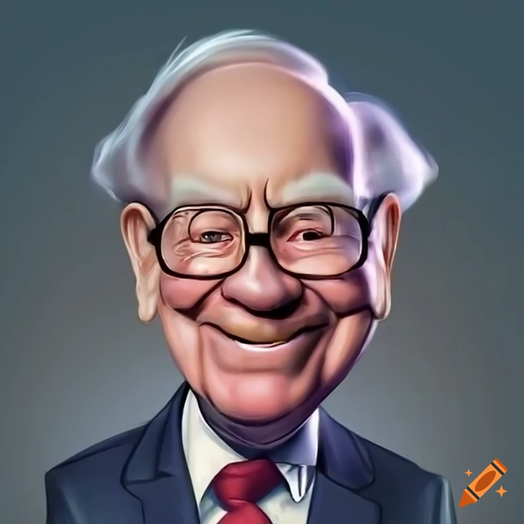 caricature of Warren Buffett with money