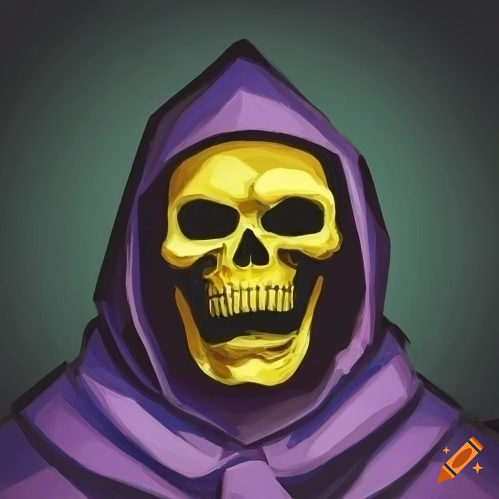 cubist style portrait of Skeletor laughing