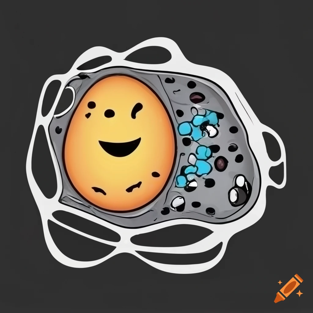 colorful cartoon egg cell with a big smile