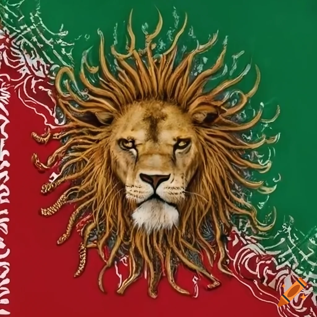 Flag of Iran with Lion and Sun