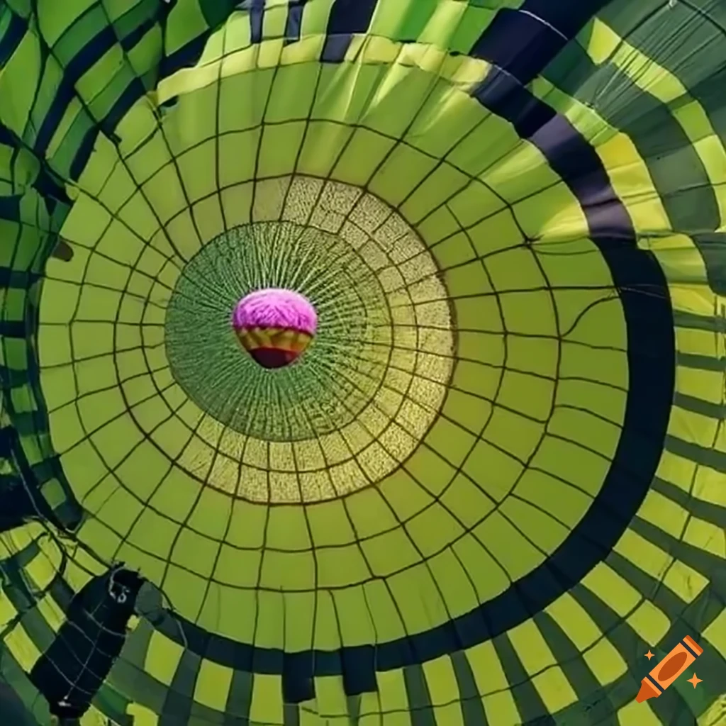 hot air balloon floating over orchids in a jungle