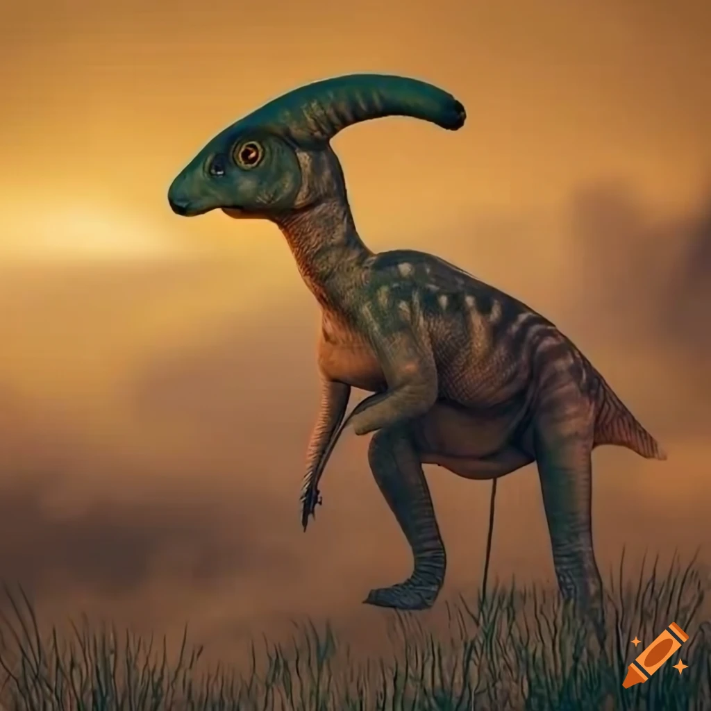 colorful Parasaurolophus dinosaur in realistic art style