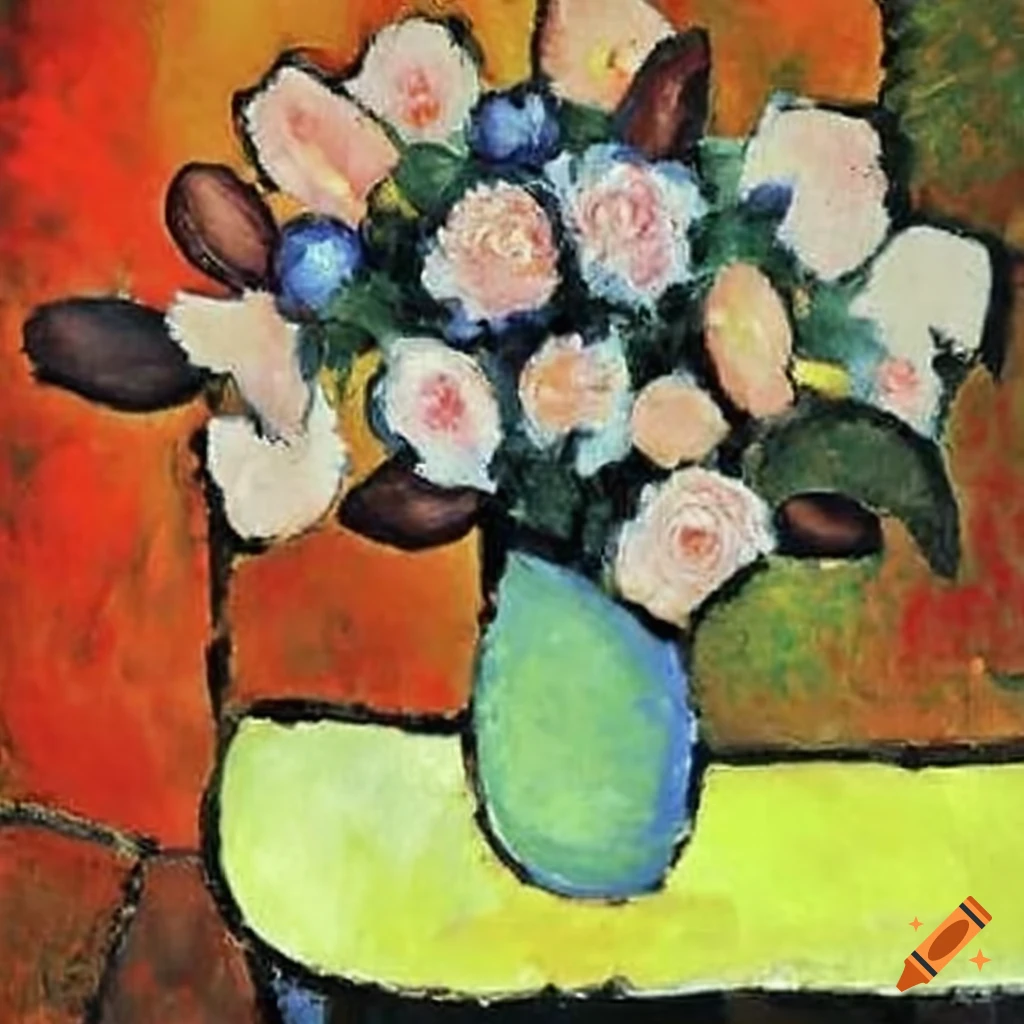 fauvism painting of flowers on the table