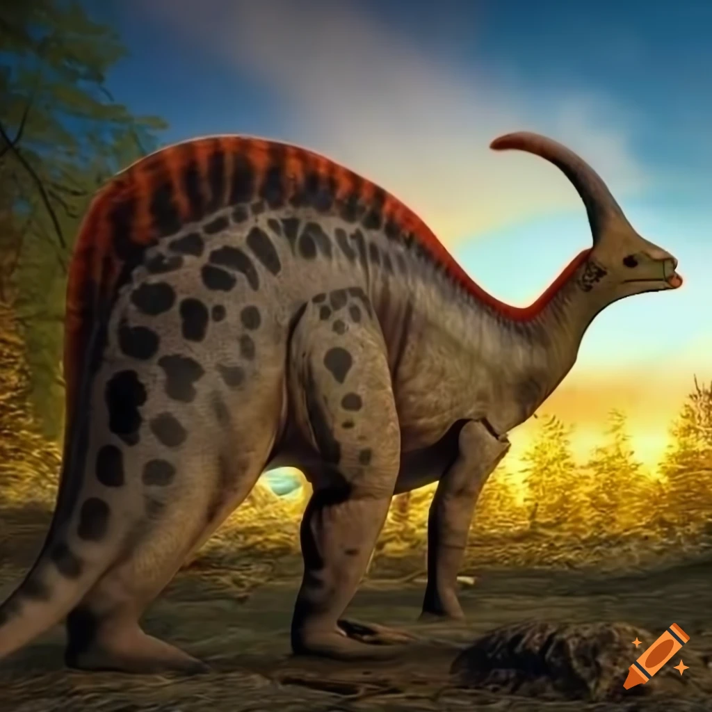 colorful Parasaurolophus dinosaur in realistic art style