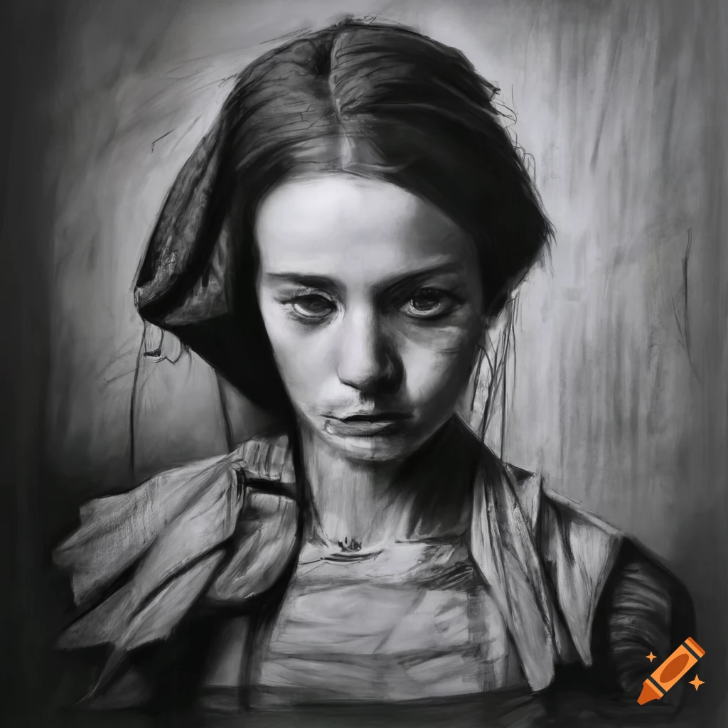 detailed pencil portrait of a modern Bosnian woman