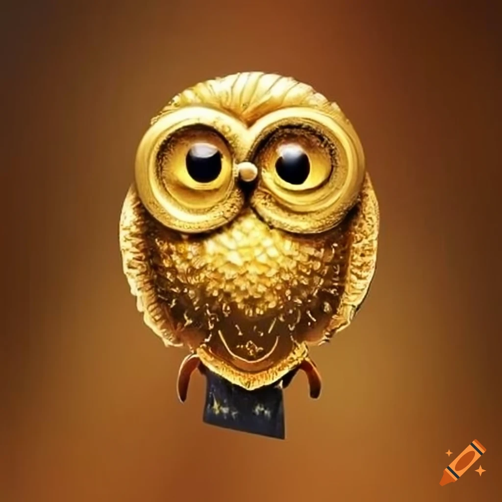 gold medal with an owl design