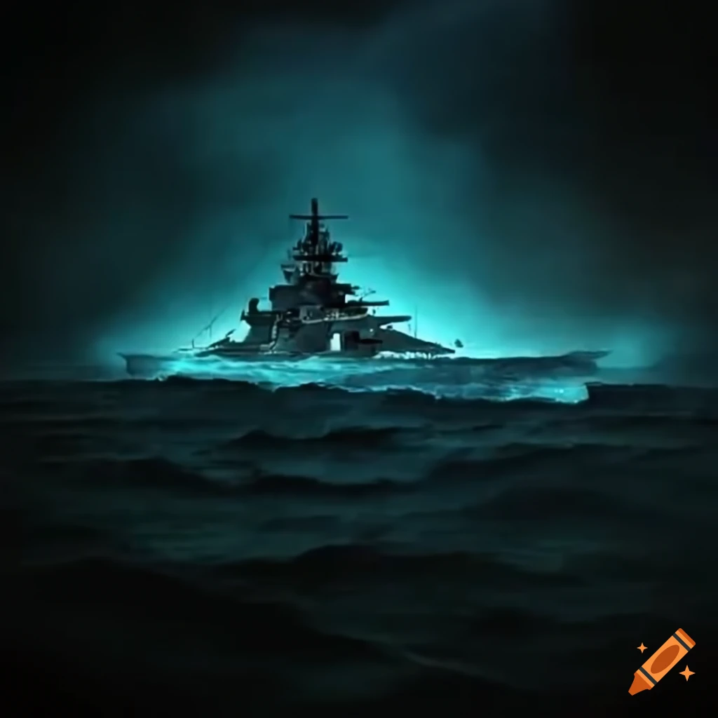 image of USS Missouri entering an electric portal