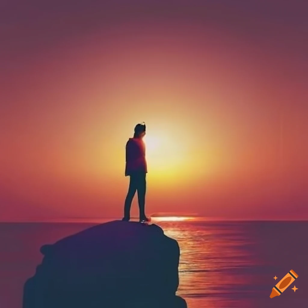 sunset with a man in a dreamy setting
