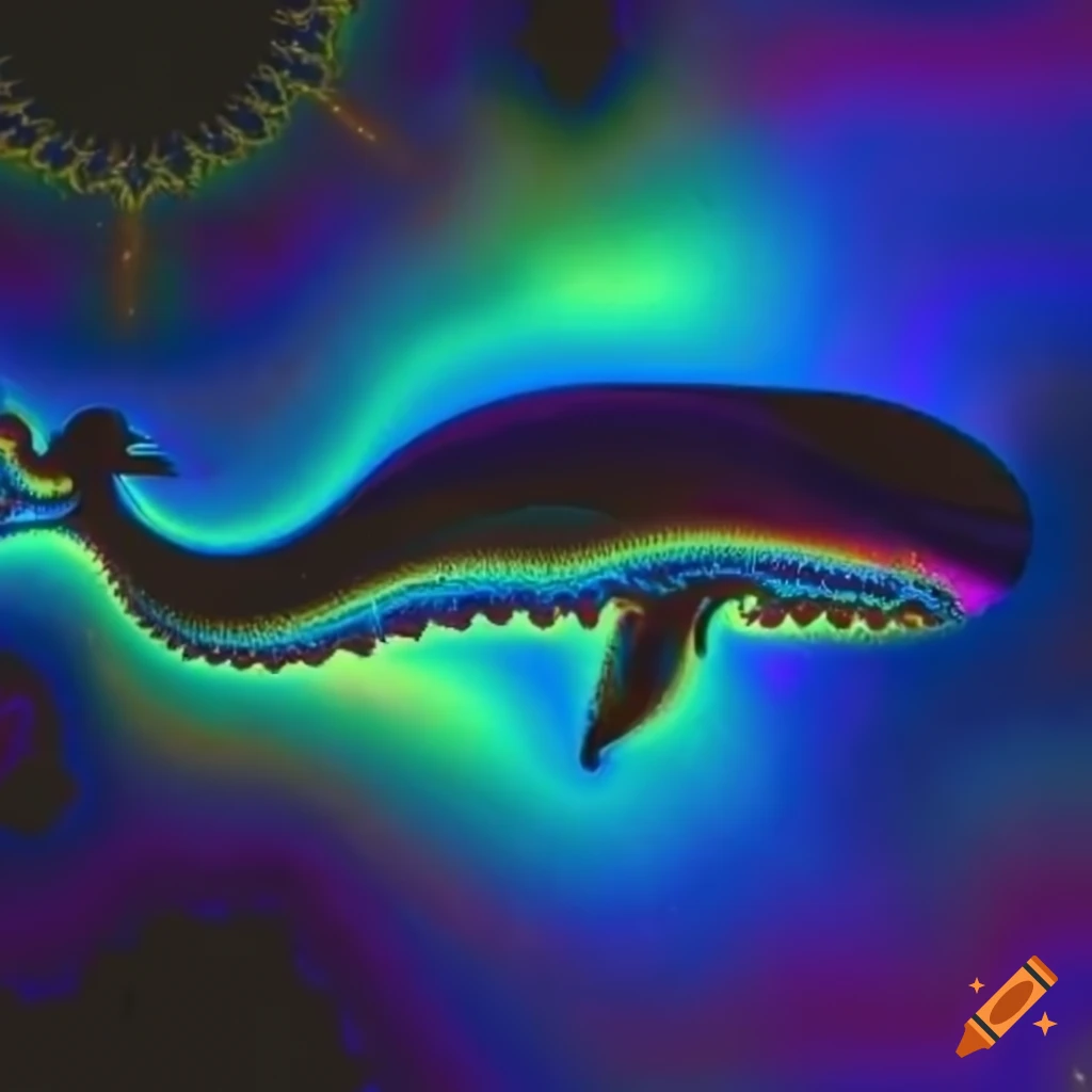datamosh glitch art of transparent whale with rainbow zebra pattern