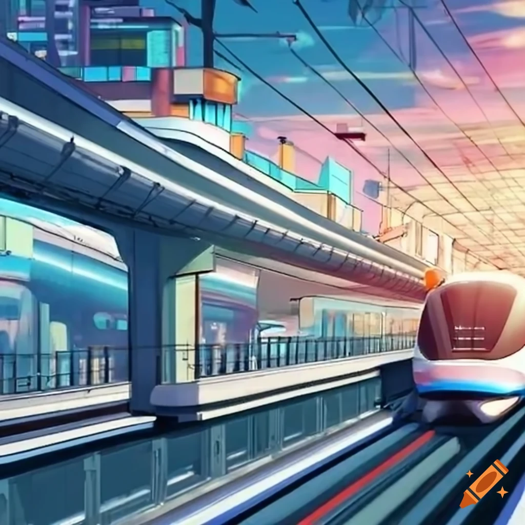 sleek modern monorail station