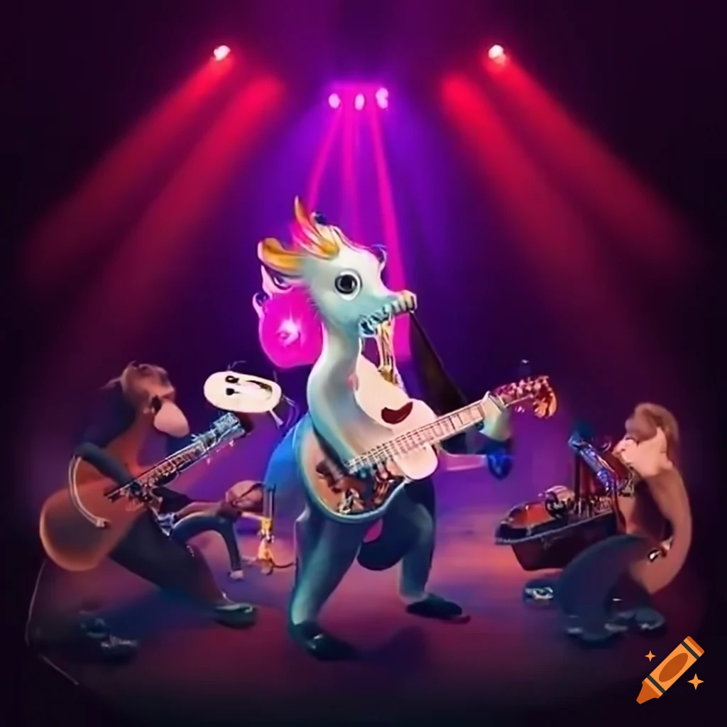 live band performance with animals on stage
