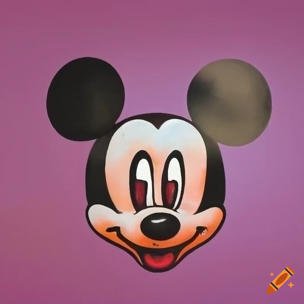 Vintage pop art style painting of mickey mouse face on Craiyon