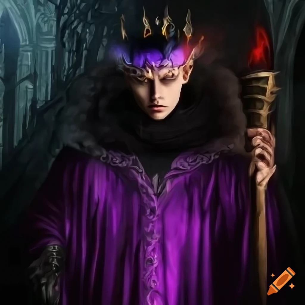 fantasy king holding a torch in a dark winter dungeon