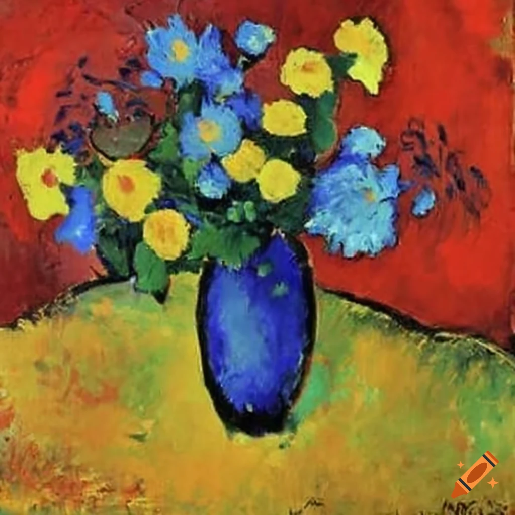fauvism painting of flowers on the table