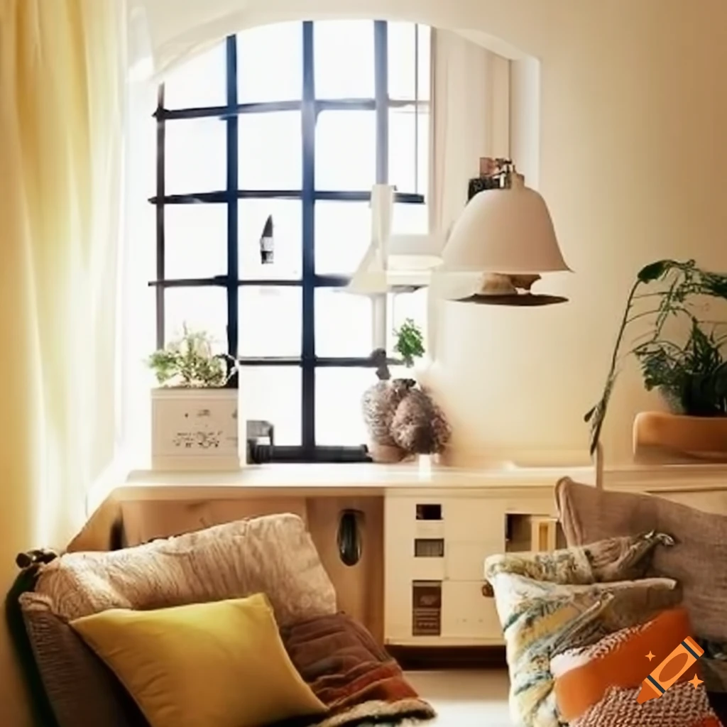 living room with a cozy study area