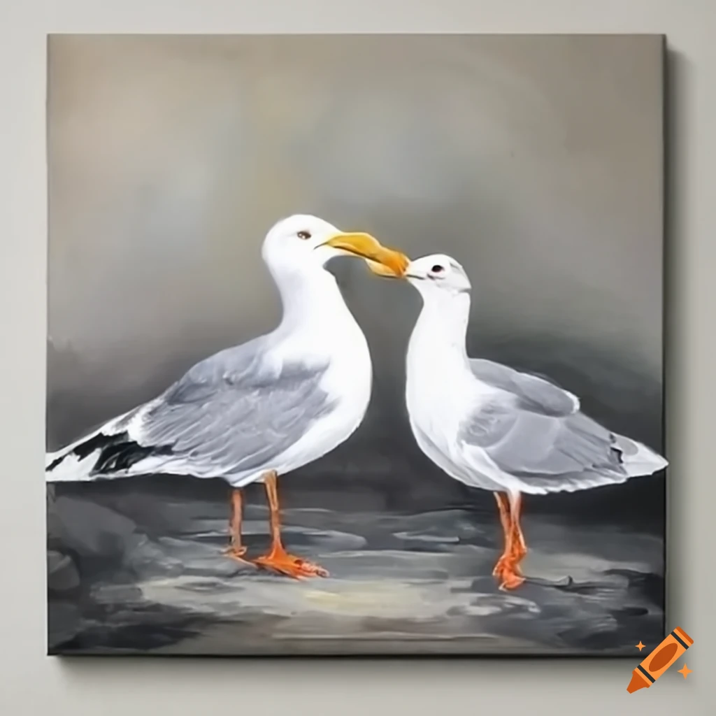 photo of two seagulls and a crab