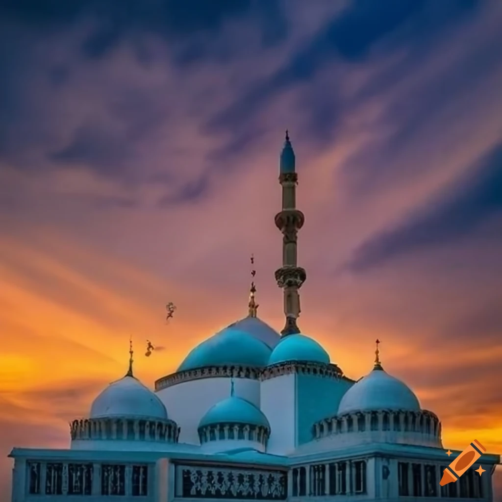 mosque with swirling clouds in the sky