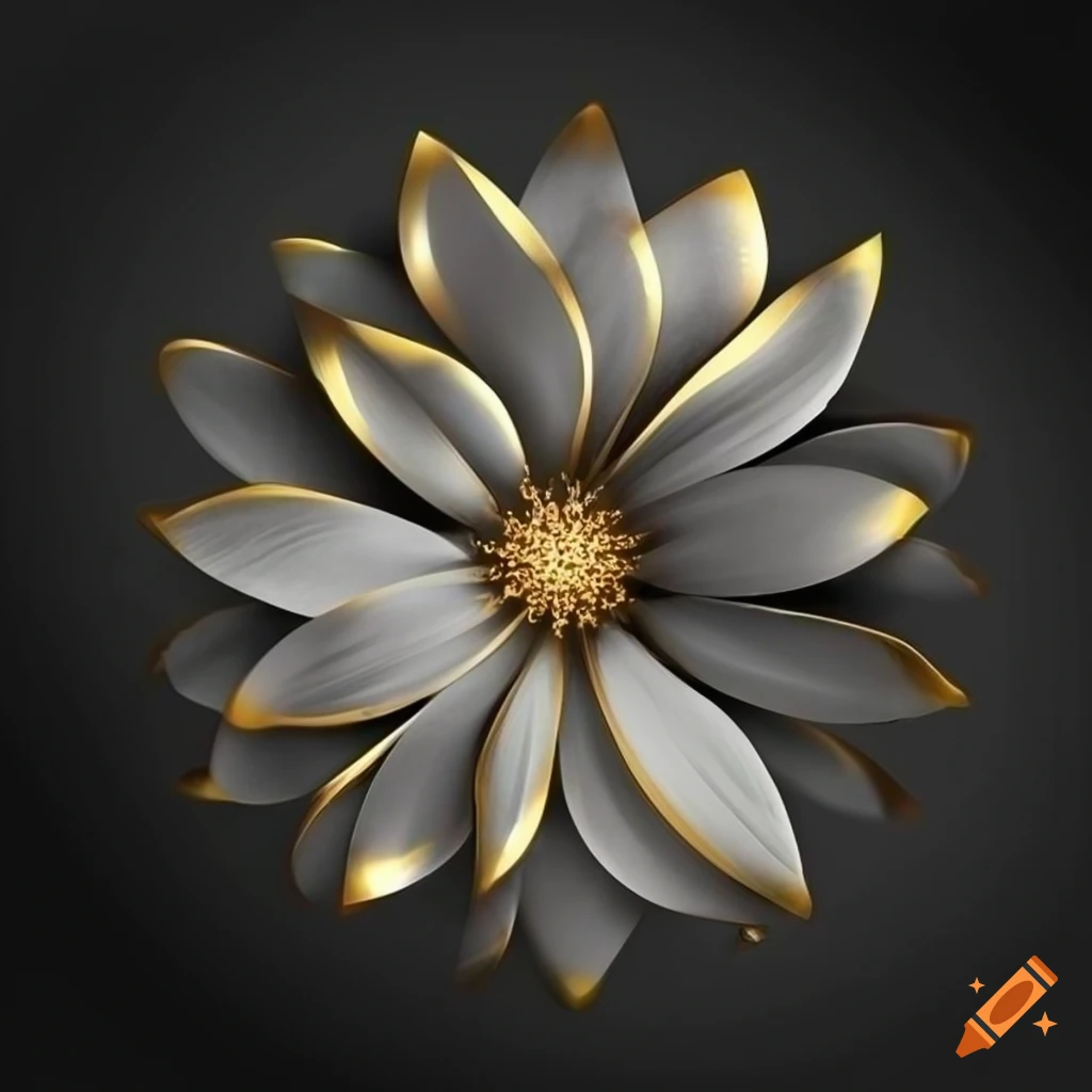 black and gray flower wall art with gold accents