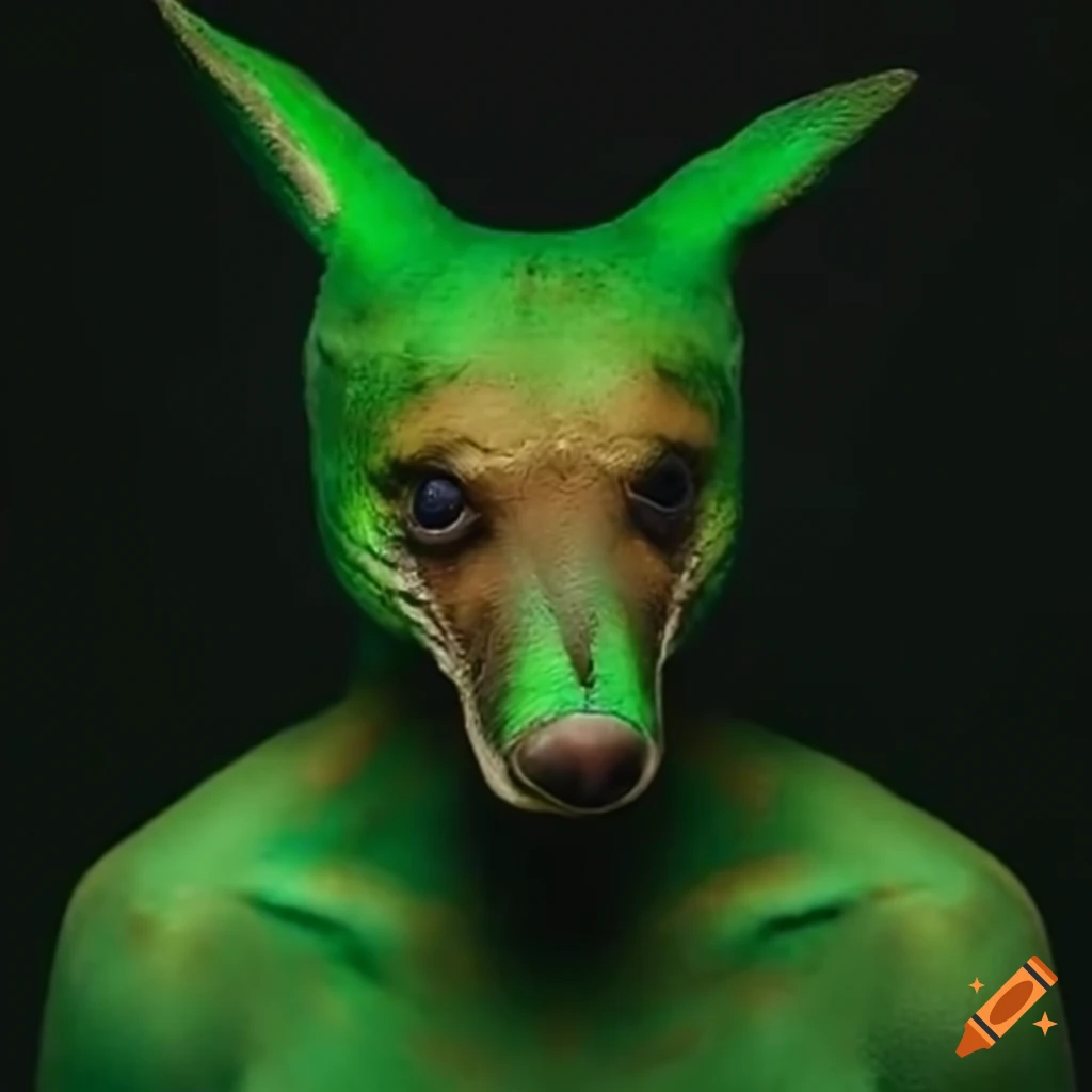 image of a unique green kangaroo