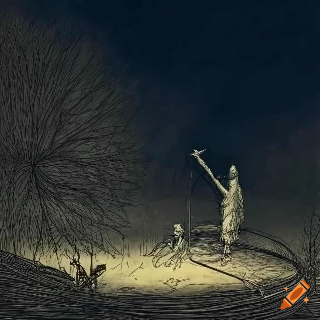 surreal wireframe artwork of Moses in the bullrushes