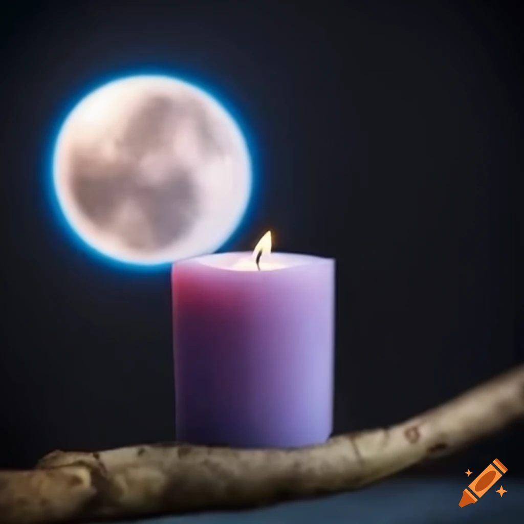 moonlit candle on a tree branch