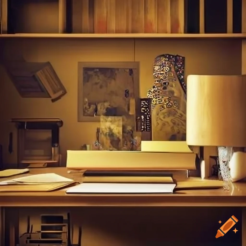student room desk organized by Klimt