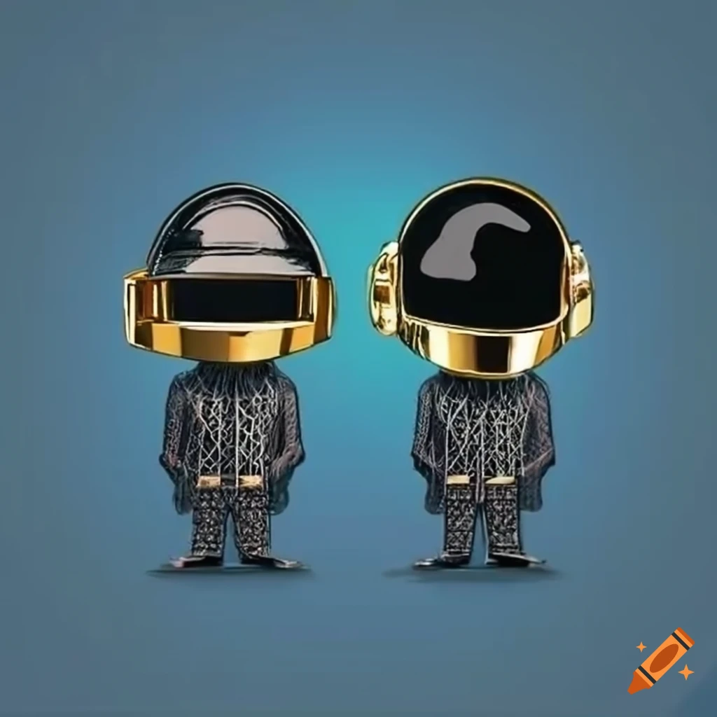 Daft Punk with the Eiffel Tower on a blue background