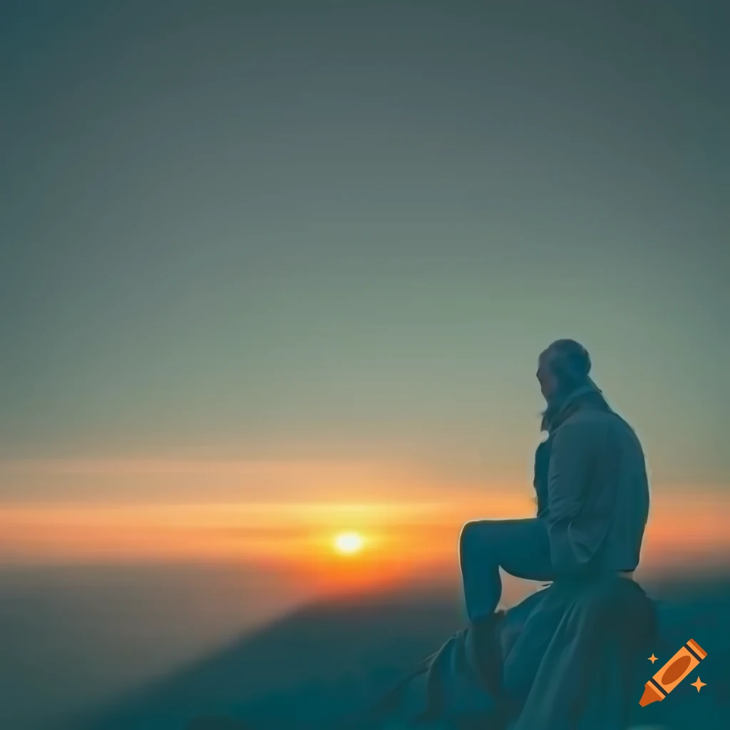 image of a person contemplating the sunrise
