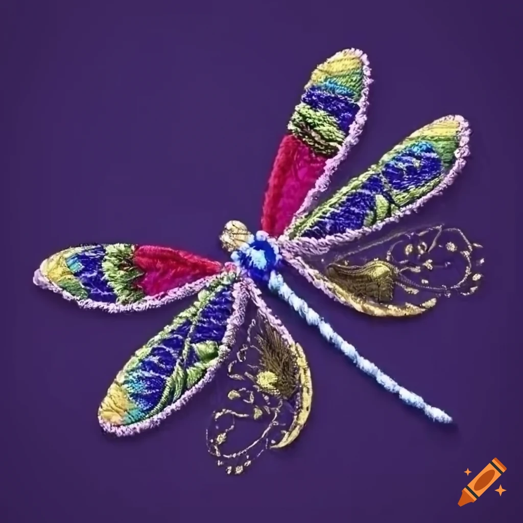 dragonfly brocade embroidery design