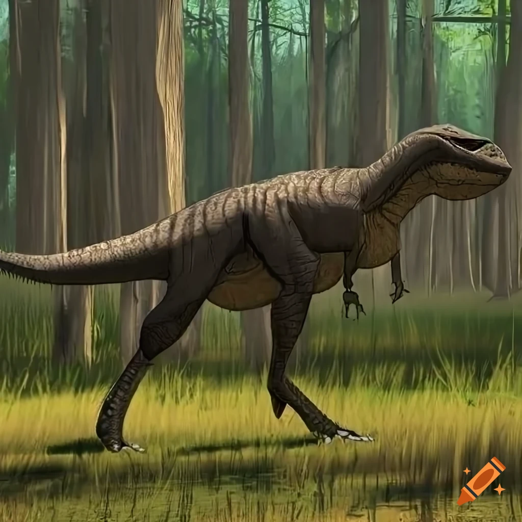 scientific illustration of a feathered Tyrannosaurus in Louisiana