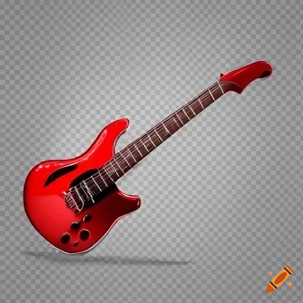 red e-guitar on transparent background